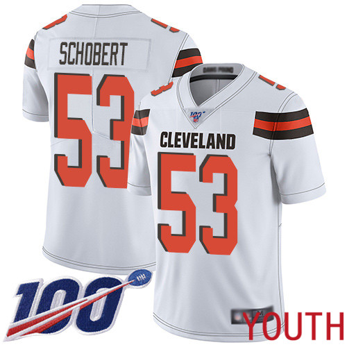 Cleveland Browns Joe Schobert Youth White Limited Jersey 53 NFL Football Road 100th Season Vapor Untouchable